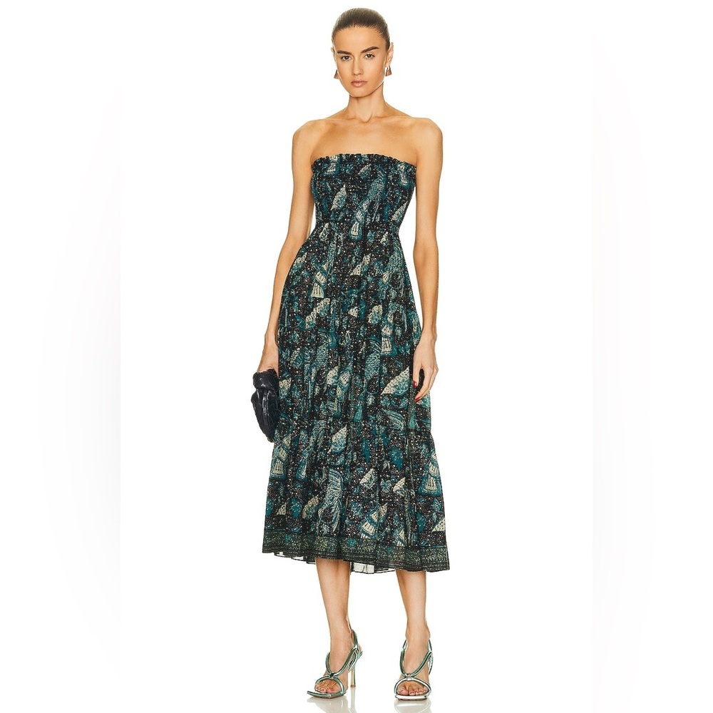 Ulla Johnson Lucca Strapless Coverup Dress in Midnight Jade